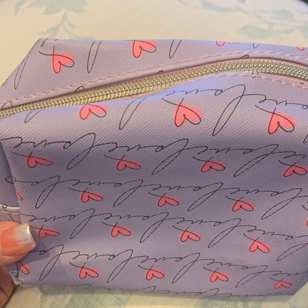 Purple and Pink Heart Women's cosmetic bag